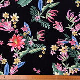 White Lotus Black Multicoloured Floral Viscose Dress Fabric Ruler