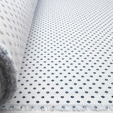 White polyester dress fabric navy diamonds oh so s 2