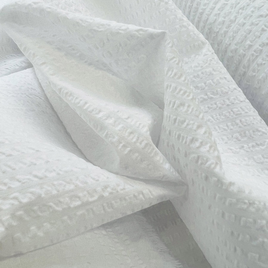 White Proper Seersucker Fabric