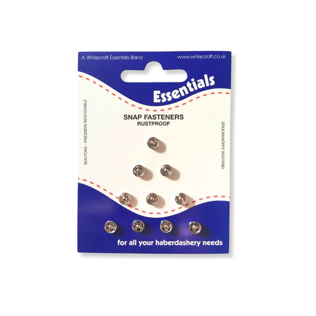 Whitecroft essentials rustproof snap fasteners silver 8mm