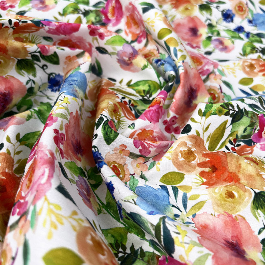 Wide Width Cotton Poplin Nola Oeko Tex Floral Print Colourful Craft Fabric