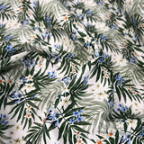 Wide Width Cotton Poplin Suri Oeko Tex Leaf Print Green White Craft Fabric