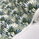 Wide Width Cotton Poplin Suri Oeko Tex Leaf Print Green White Craft Fabric Roll