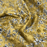 Wide Width Cotton Poplin Wren Oeko Tex Floral Print Ochre Yellow Craft Fabric