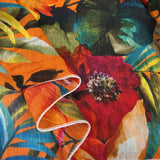 Wild Expressions Tropical Blaze Linen Viscose Abstract Woven Leaf Print Dress Fabric Fold