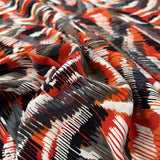 Wild Flame Viscose Spandex Red Black Abstract Dress Fabric