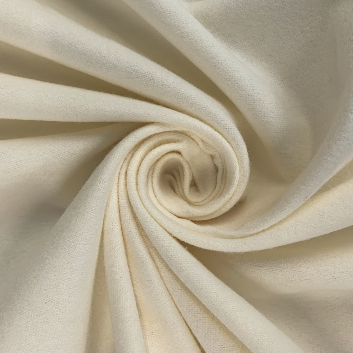 Winceyette Plain Ivory Cotton Flannel Fabric Swirl