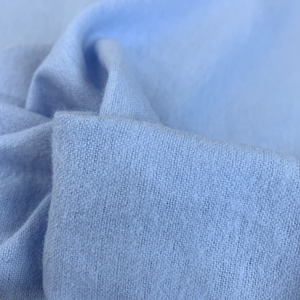 Winceyette Plain Pale Blue Cotton Flannel Fabric Close Up