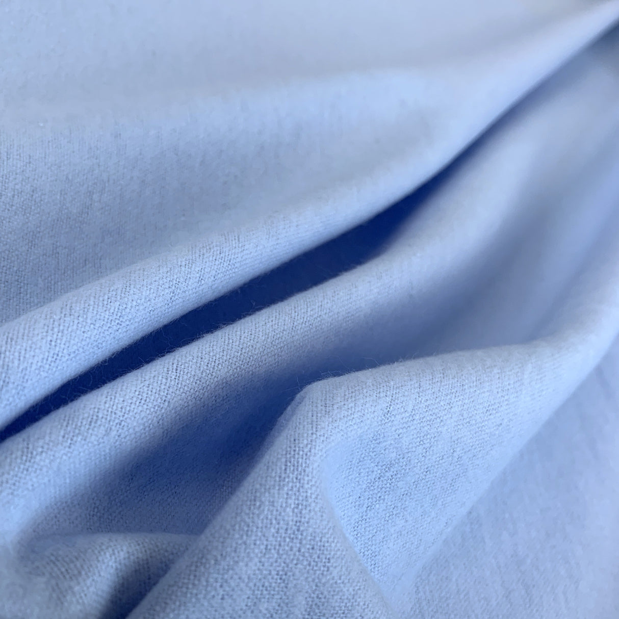 Winceyette Plain Pale Blue Cotton Flannel Fabric Fold