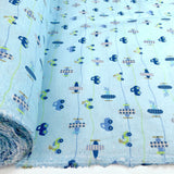 Winceyette The Big Race Cars Pale Blue Brushed Cotton Shirting Fabric Fabric Photo
