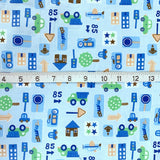 Winceyette Traffic Blue Cars Cotton Fabric S