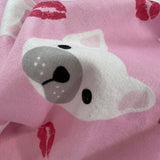 Winceyette Pink Pug Brushed Cotton Flannel Fabric