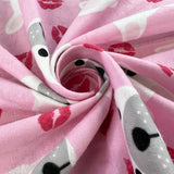 Winceyette Pink Pug Brushed Cotton Flannel Fabric Twist
