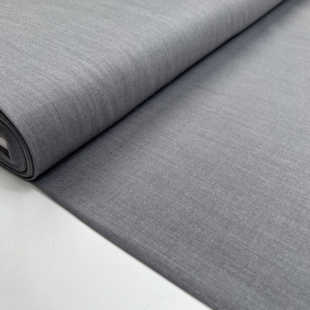 Wool Twill Grey Polyester Viscose Elastane Plain Stretch Suiting Fabric Bolt