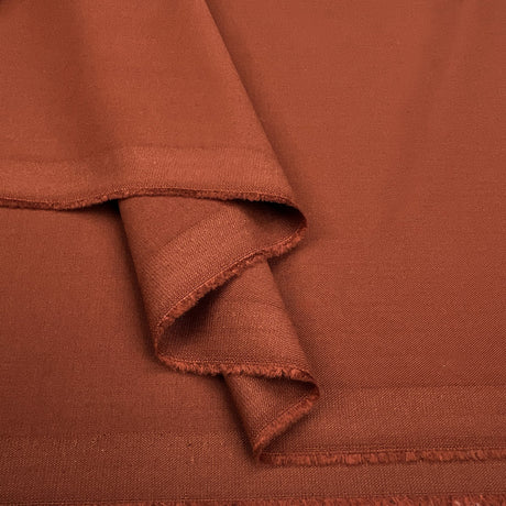 Wool Twill Rust Polyester Viscose Elastane Orange Plain Stretch Suiting Fabric Fold