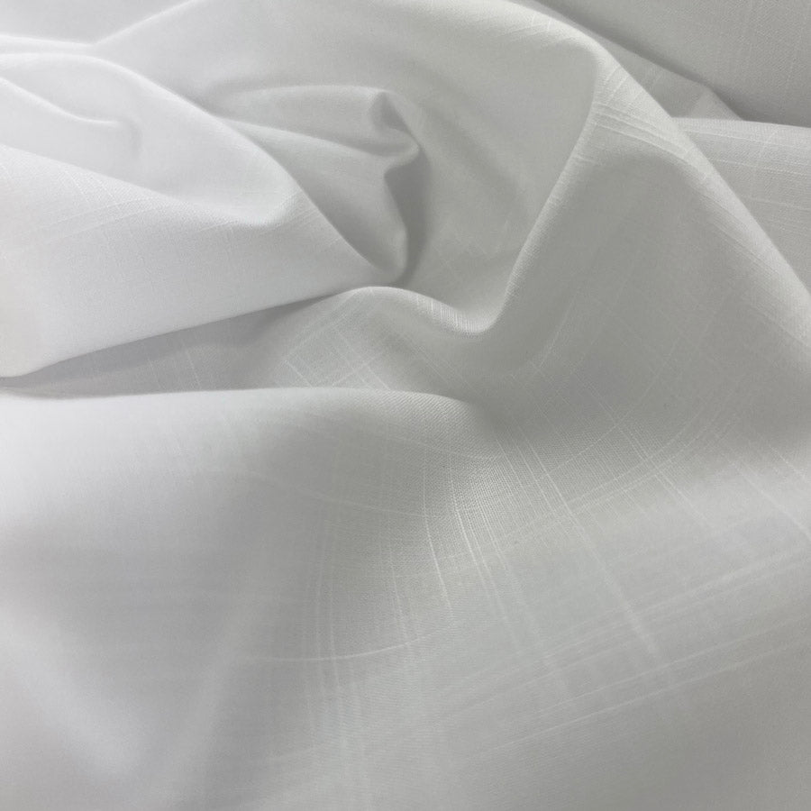 Woven Cotton Fine Overcheck Shirting Fabric Oekotex Amour White