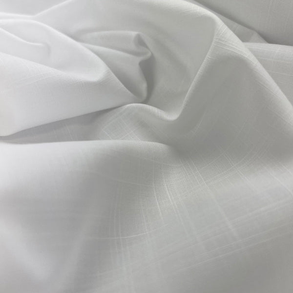Woven Cotton Fine Overcheck Shirting Fabric Oekotex Amour White