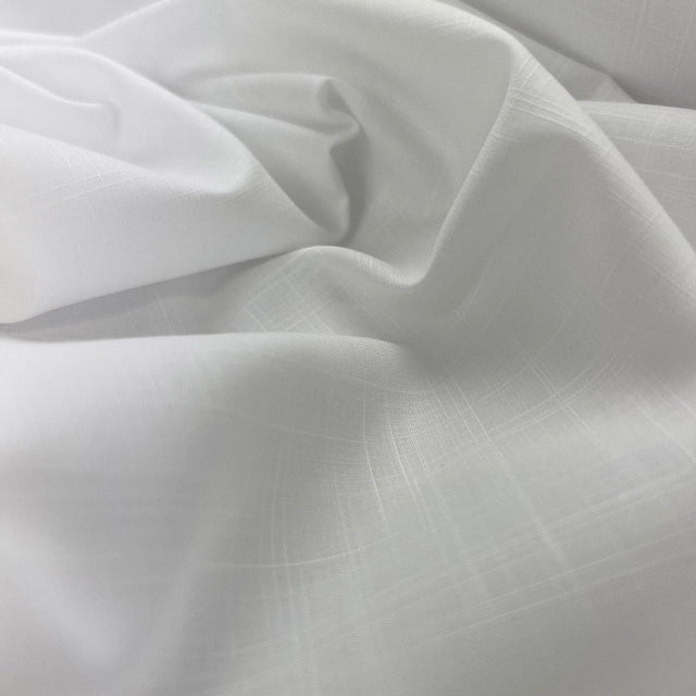 Woven Cotton Fine Overcheck Shirting Fabric Oekotex Amour White