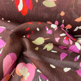 Yoryu Chiffon Brown Polyester Fabric Close Up