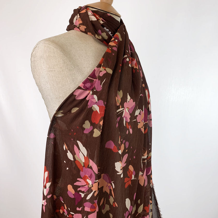 Yoryu Chiffon Brown Polyester Fabric Side