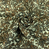 Zara Floral Pleated Orange Cream Fashion Fabric Close Up Drape Fabric Photo