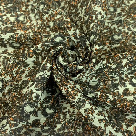 Zara Floral Pleated Orange Cream Fashion Fabric Close Up Drape Fabric Photo