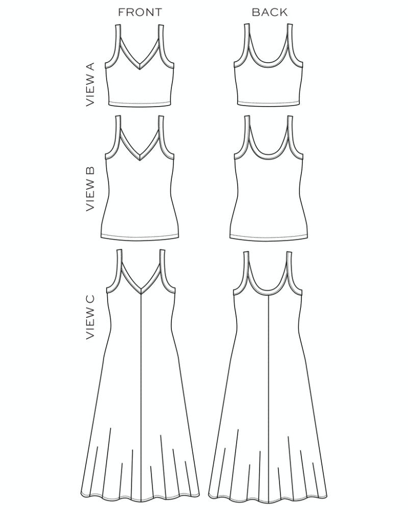 Zoey Tank Dress Pattern By True Bias Sketch