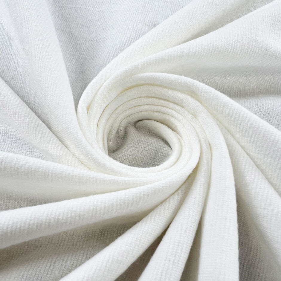 Knitted Soft White Jersey Dress Fabric Interlock Cotton Ivory