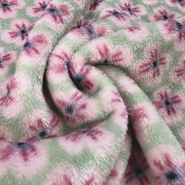 Double Sided Fleece - Pistachio Flower