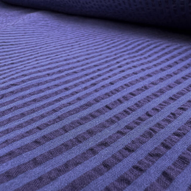 Remnant - Proper Seersucker - Navy Indigo Stripe - (0.92m)