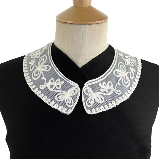 Embroidered Collar - Ava - Ivory