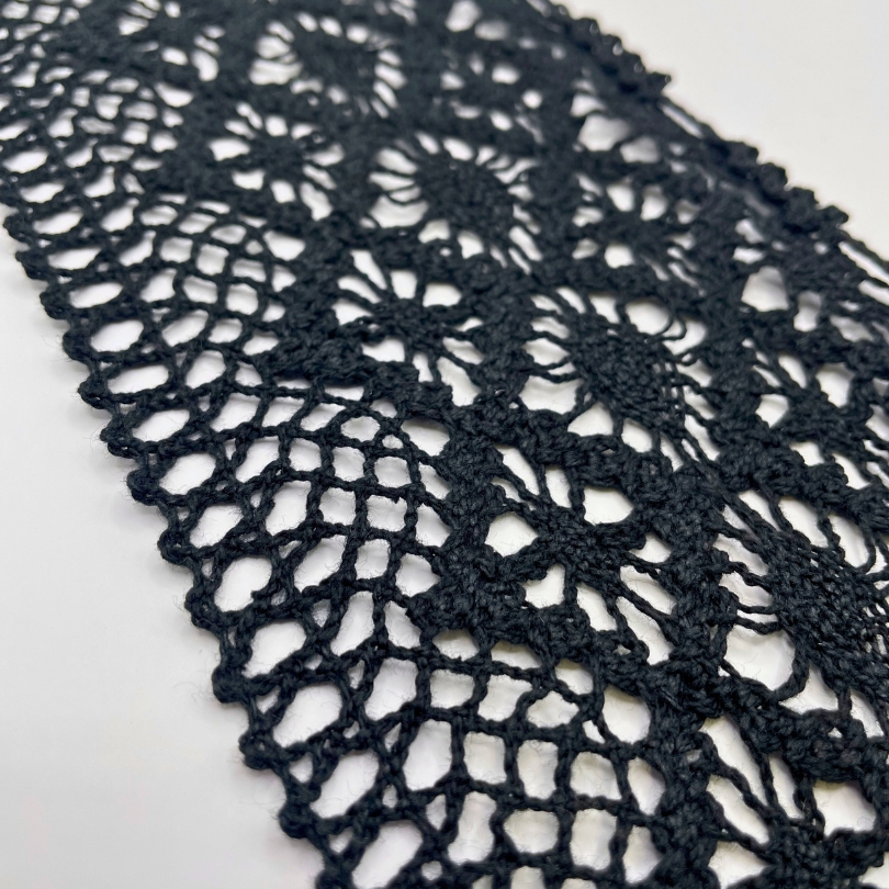 Black Crochet Lace - Wide Diamond