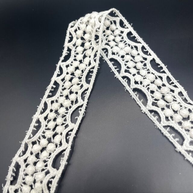 Embroidered French Lace Trim - Off White