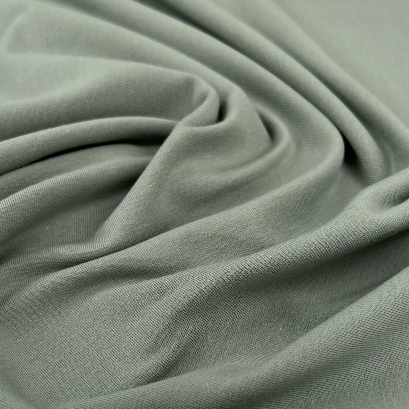 Cotton Elastane Knit Fabric  GOTS Organic French Terry - Sage