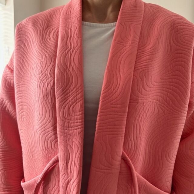 Customer Make by Angela - Moire - Coral Fabric - Megan Nielsen Hovea Jacket - January 2023