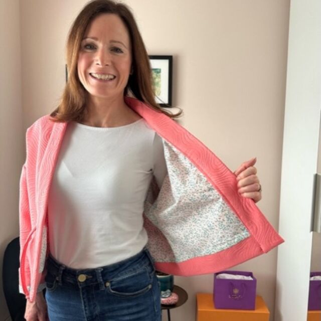 Customer Make by Angela - Moire - Coral Fabric - Megan Nielsen Hovea Jacket - January 2023