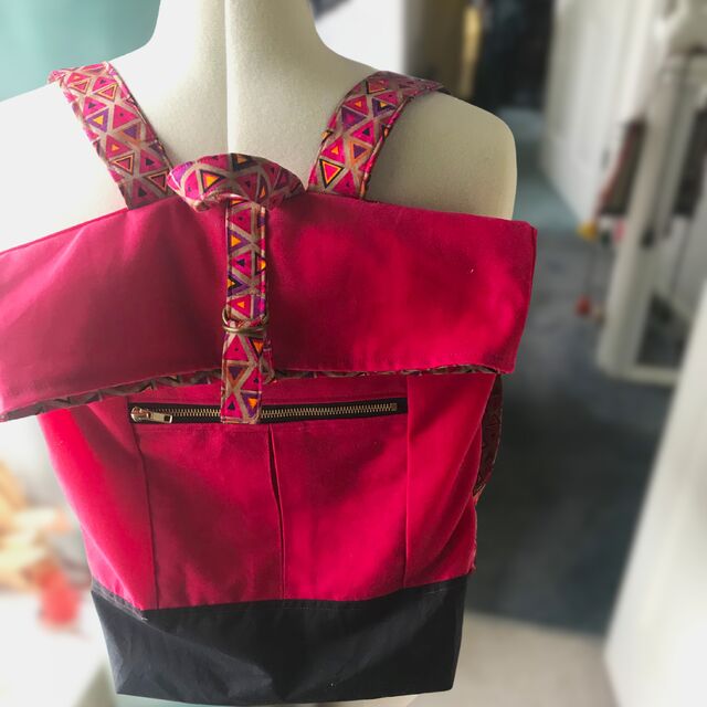 Customer Make by Audrey - Tenshun Wax - Fuschia & Waxed Cotton - Midnight Navy Backpack - December 2023