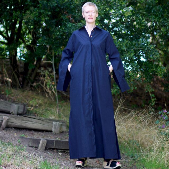 Customer Make by Catherine - Hornpipe Dark Navy Fabric - Vogue 1933 Shirt Dress - August 2023