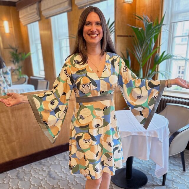 Customer Make by Isabelle - Draping Viscose Challis - Hockney Fabric - Butterick B6623 Dress - October 2023
