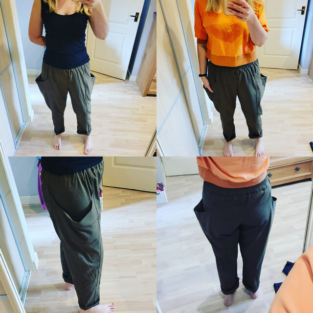 Customer Make by Kaye - Linen Mix Forest - Sew Liberated Arenite Pants - July 2023