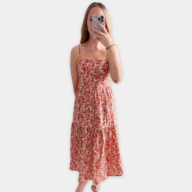 Customer Make by Laura - Poplin Styles - Vintage Fields - Orange Fabric - Inspired by an Oscar De La Renta Dress - August 2023