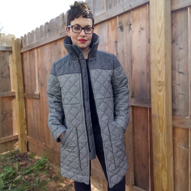 Customer Make by Leslie  - Canne - Quilted Wool Tweed - Waffle Patterns - Mitsuba Puffer Jacket - November 2023