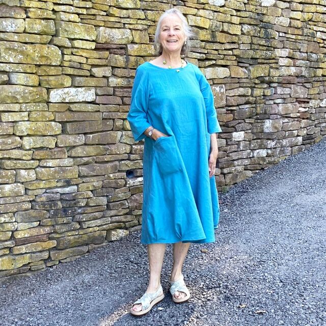 Customer Make by Patricia - Pure Linen - Teal - Tessuti Lily Linen Dress - June 2023