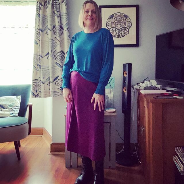 Customer Make by Helen - Monaco - Wine Fabric - Sew Over It Selena Skirt - February 2023