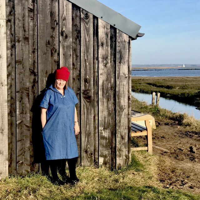 Customer Make by Jayne - 8oz Washed Denim - Mid Blue Fabric - Merchant & Mills Mary White Dress - February 2023