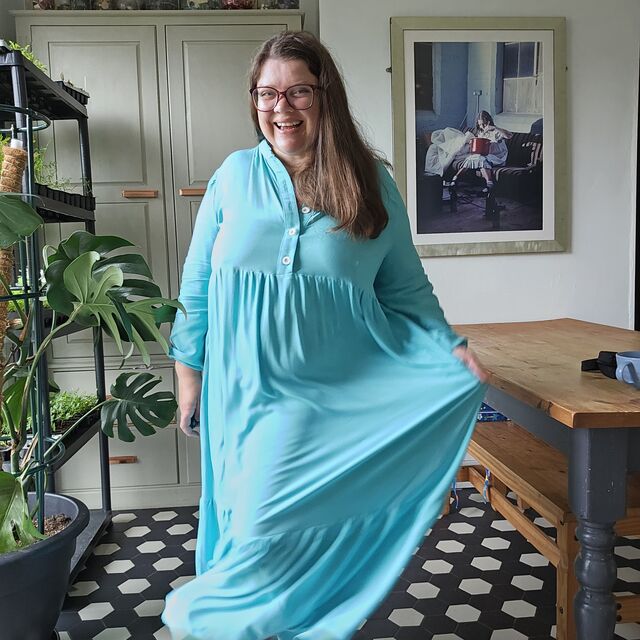 Customer Make by Dulcie - Viscose Plain - Aqua - Tilly and The Buttons Lyra Dress - May 2023