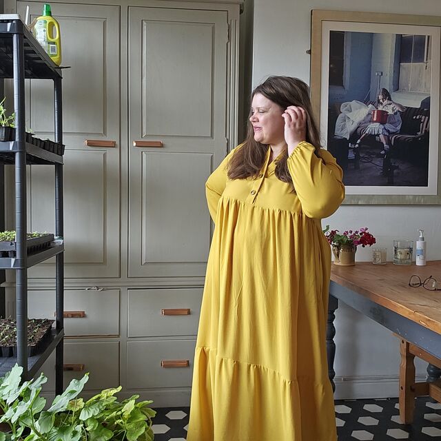 Customer Make by Dulcie - Viscose Plain - Ochre - Tilly and The Buttons Lyra Dress - April 2023