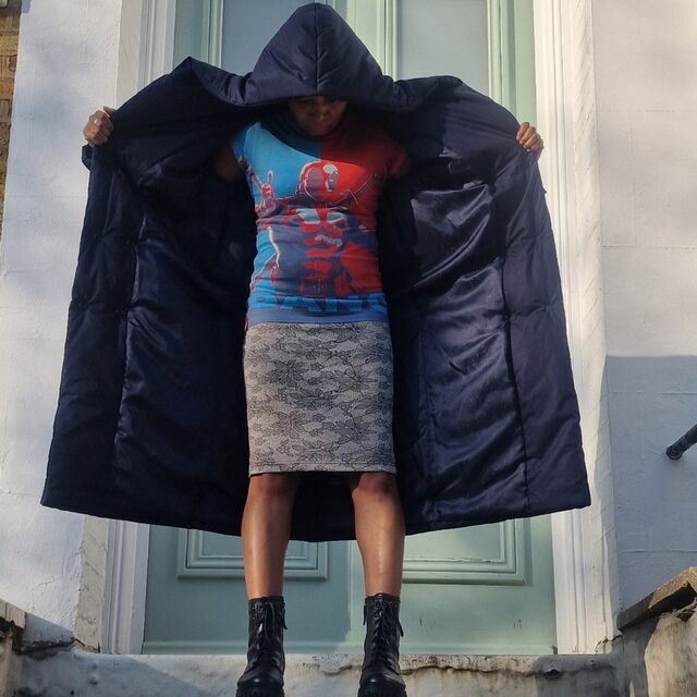 Customer Make by Helen - Sail Away - Navy Fabric & Hermes - Navy Lining -  Vikisews Reggie Coat - May 2023