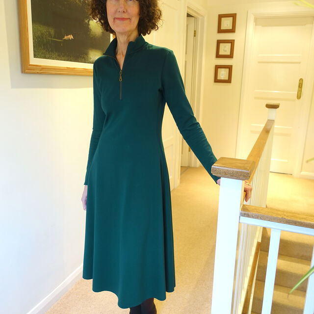 Customer Make by Janet - Luxury Ponte - Emerald - McCalls 8138 Dress - June 2023