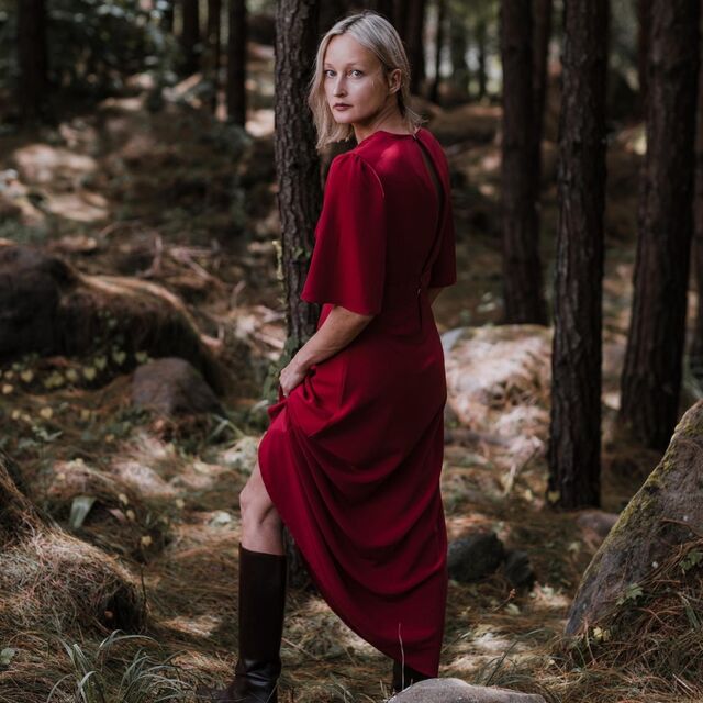 Customer Make by Olia & The Honeyguide Africa - Landon Superior Smooth Crepe - Cherry Dress - June 2023